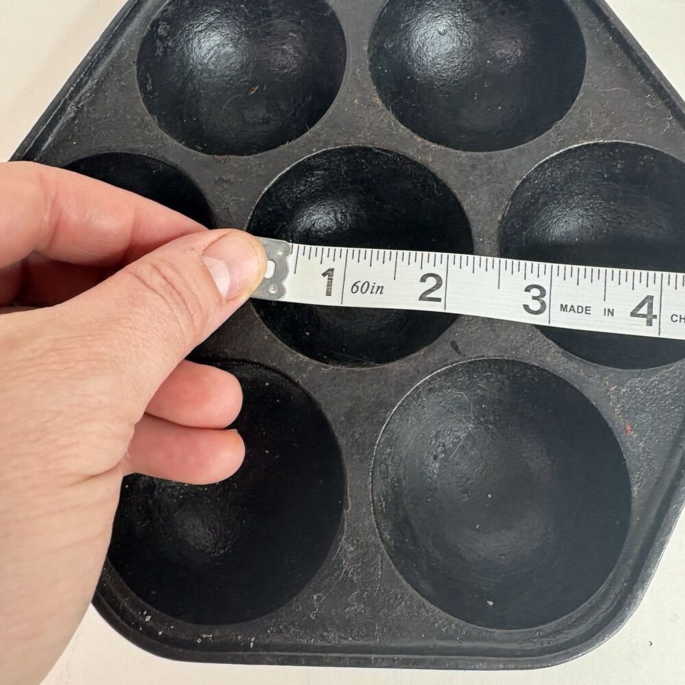 Vintage Aebleskiber Cast Iron Pan, 8” Pan With 7 2” Holes Danish Pancake Pan - Picture 7 of 9